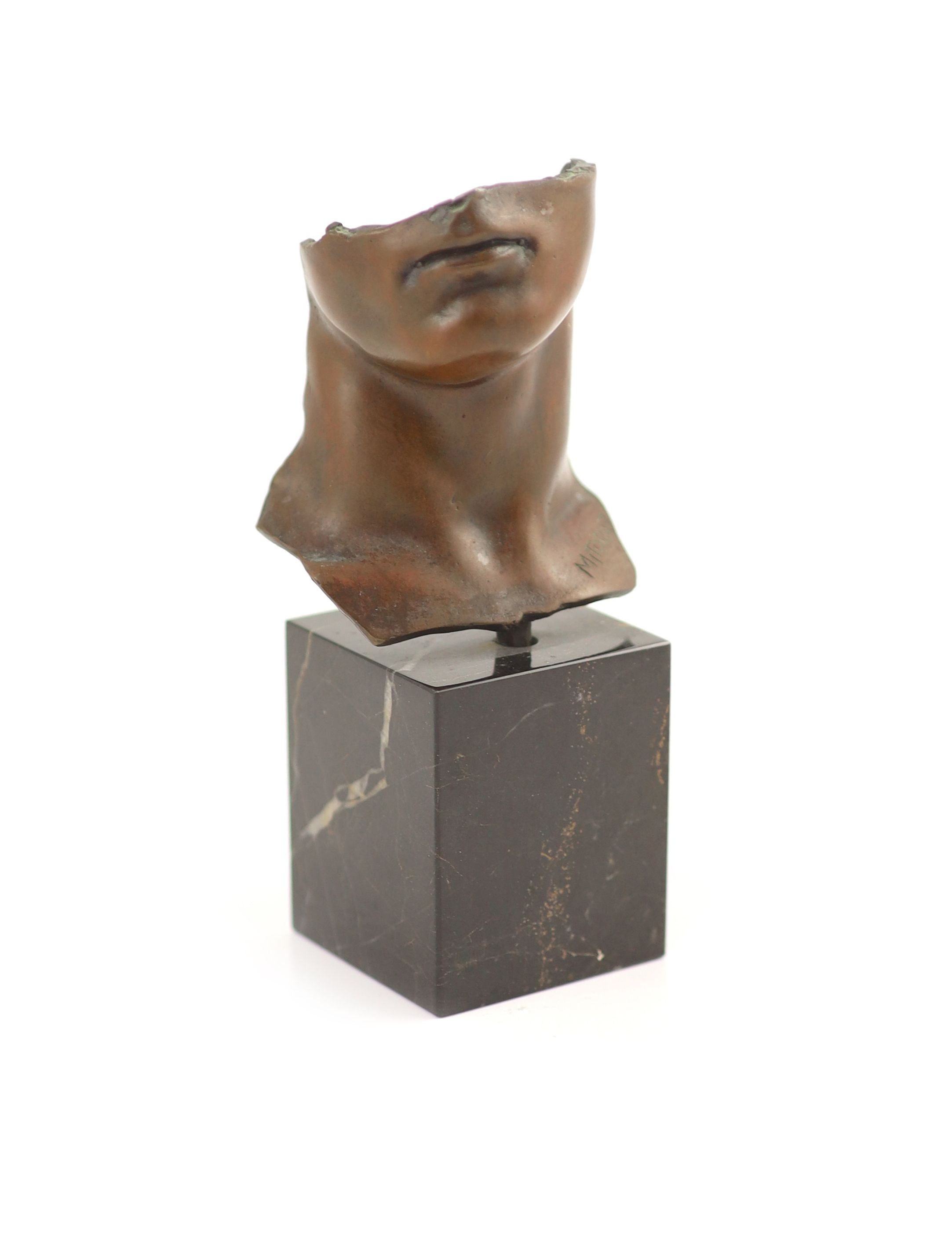 Igor Mitoraj (1944-2014), bronze patinated sculpture, Half study of a man's face H 14.5cm.